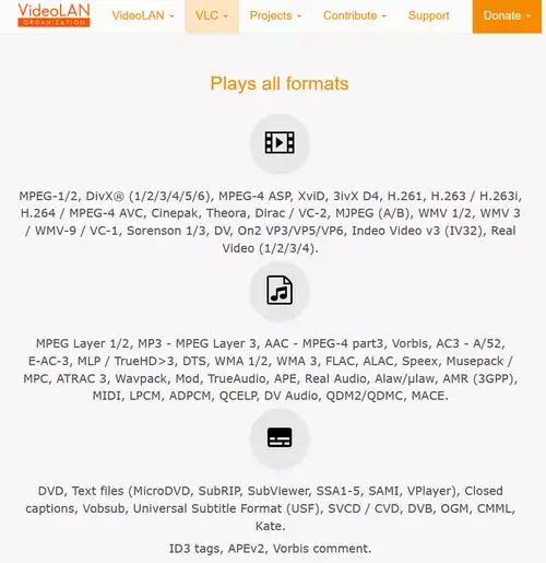 VLC-Player Untersttzung von Formaten 