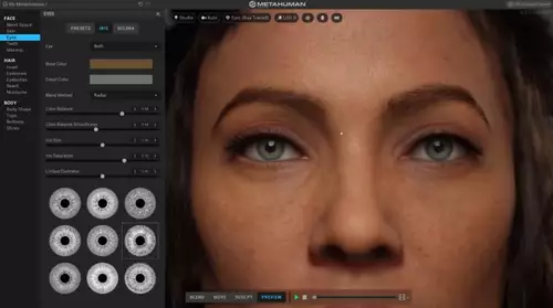 Auswahl des Irismusters per MetaHuman 
