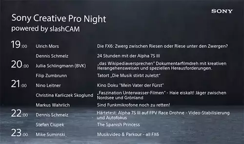 Heute Abend Livestream: Sony Creative Pro Night powered by slashCAM -- die Agenda