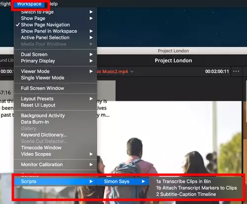 Die Simon Says Integration in Resolve