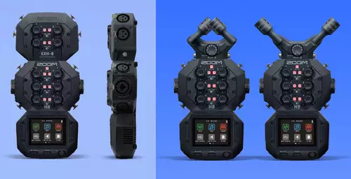 Zoom H8 mit EXH-8 (links) bzw. XAH-8 (rechts) 