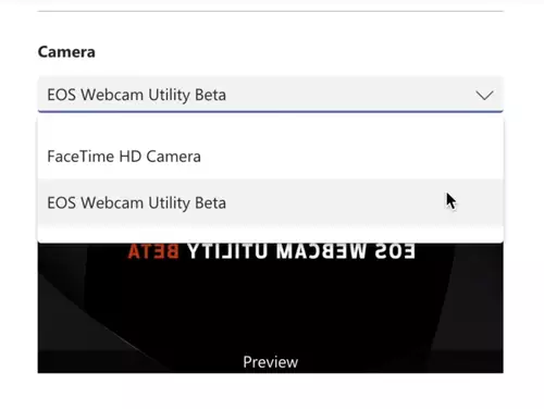 Auswahl des EOS Webcam Utilitys als Bildquelle 