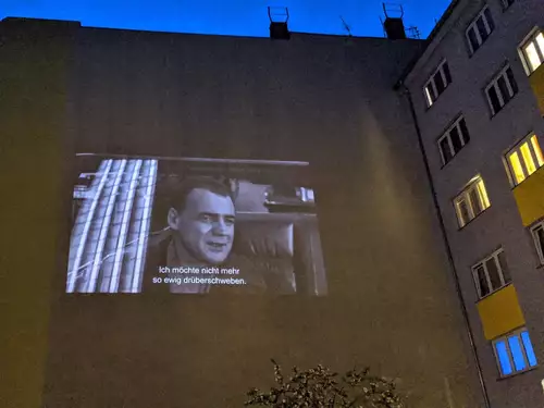 The sky over Berlin in a facade cinema