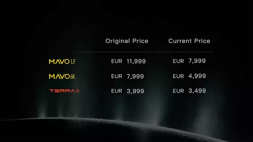 Die neuen Preise der Kinefinity Bodies TERRA 4K, MAVO 6K und MAVO LF 