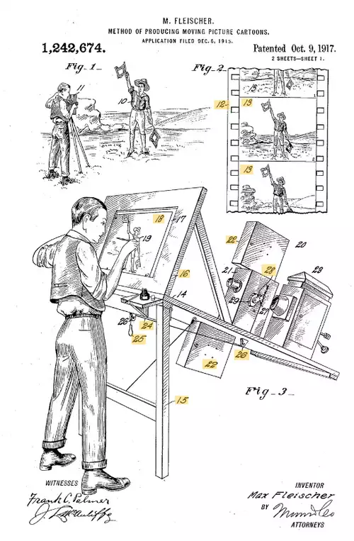 Das Rotoscoping Patent von Max Fleicher 1917 
