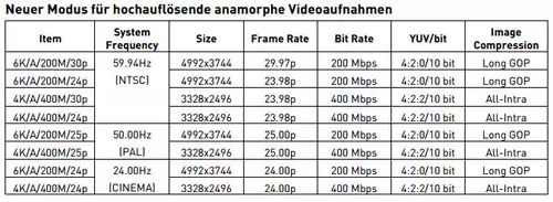 Optimierung von anamorphen Videoaufnahmen 