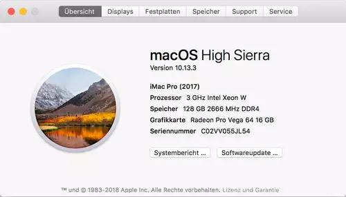 Apple iMac Pro im 4K/5K Performance Test mit ARRI, RED, Canon, Panasonic, Blackmagic u. Sony : iMacPro Info