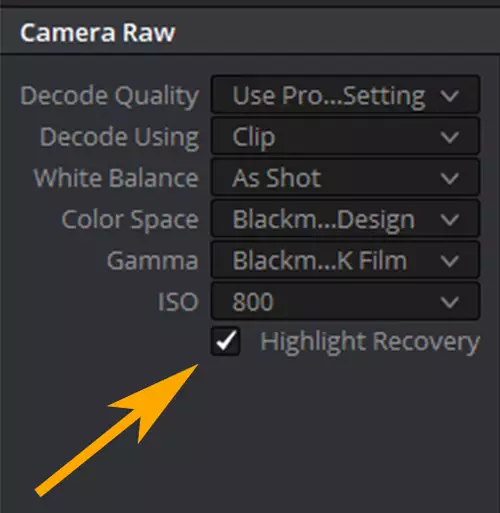 Versteckte Dynamik Reserven durch Highlight Recovery herauskitzeln : Resolve button