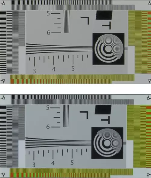 Die GH5 mit heruntergeregleter Schärfe in 4K (oben) und 5K (downscaled, unten).