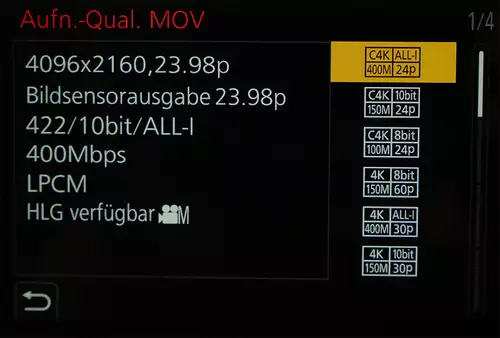 Panasonic GH5 Firmware Update 2.0 - erster Test: ALL-I vs LongGOP, Autofocus Tracking, HLG u.a. : ALLIPanasonicGH5Menue