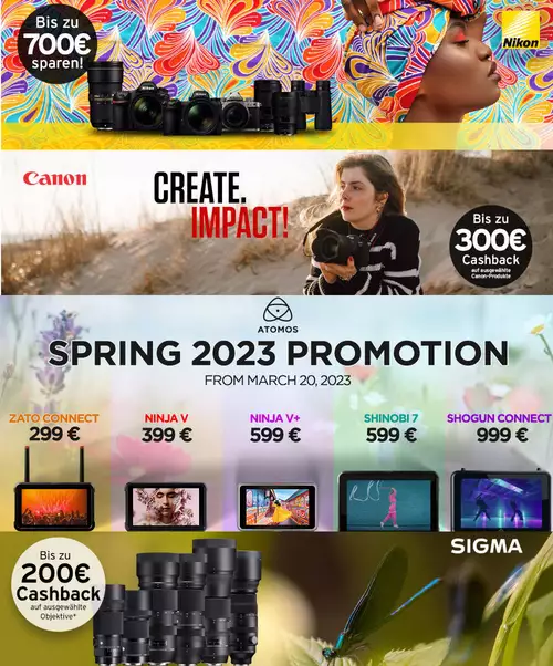 Rabattaktionen und Cashbacks im Sommer 2023: Sparen mit Nikon, Canon, Laowa, Atomos und Sigma