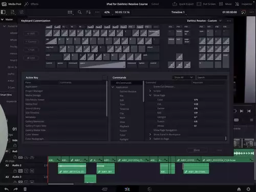 DaVinci Resolve for iPad keyboard shortcut