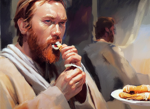 Obi-Wan Kenobi eating only one Cannoli 