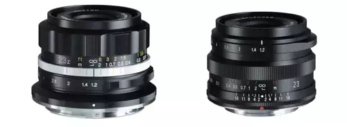 NOKTON D23mm f/1.2 fr Nikon DX links, rechts fr Fujifilm X