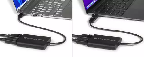 Per Thunderbolt oder USB-A angeschlossen 