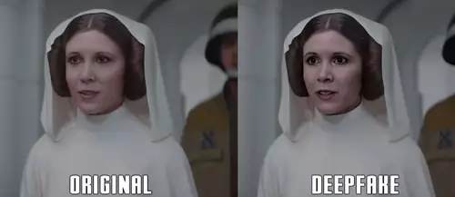 Prinzessin Leia im Verglich CGI vs. DeepFake 
