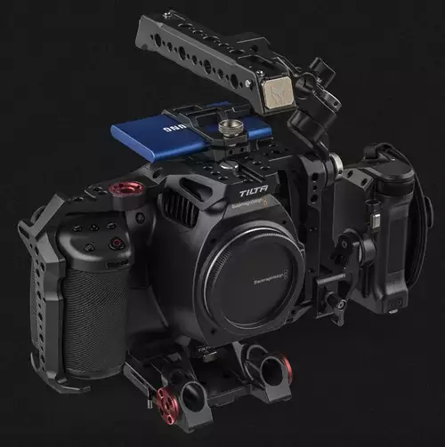 Tactical Tilta Camera Cage fr BMPCC 6K Pro mit Samsung T5 SSD 