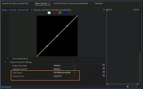 Neue Farbraum und Gamma-Korven Defaultsettings fr RED 