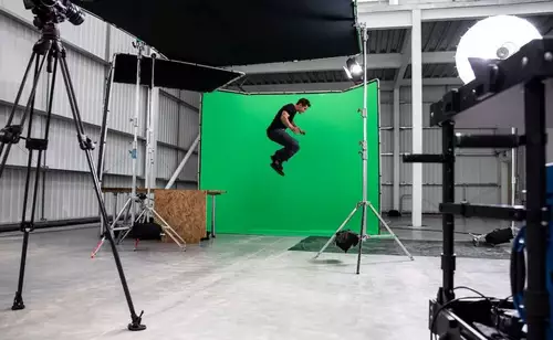 Manfrotto background kit Chroma Key FX on the set