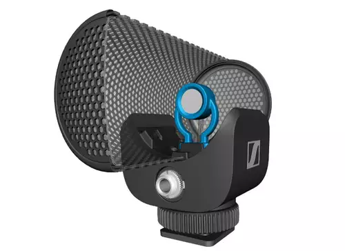 Sennheiser MKE 200 with internal shock mount and windscreen