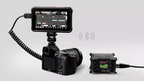 Atomos Ninja V mit AtomX SYNC Modul und Synchronisation mit Zooms F8 Audiorecoder per Bluetooth 