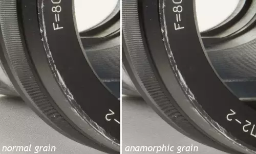 Normal gescannter Film-Grain vs. Anamorpher Grain