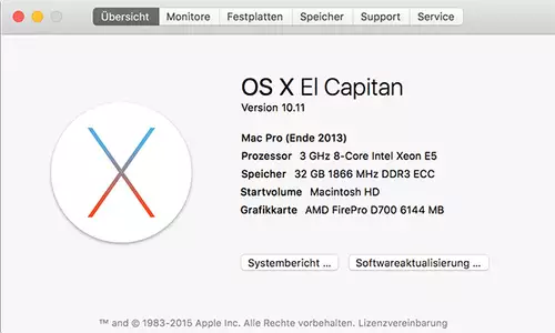 Rendertests: 8 Core Mac Pro unter Mac OS X 10.11 (El Capitan) u.a. : BildMac8CoreTech