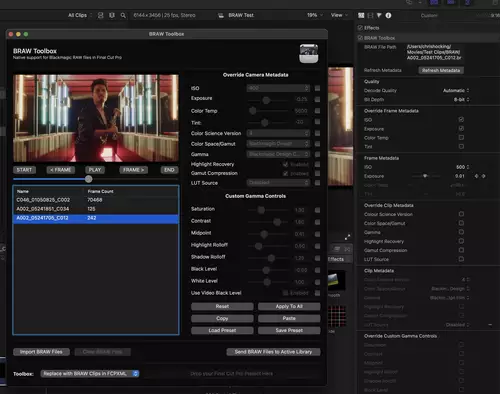 BRAW Toolbox erlaubt nativen Blackmagic RAW File Import unter Final Cut Pro