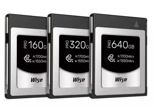 Wise CFexpress Typ B PRO Karten mit Mindestschreibgeschwindigkeiten 1.300 bzw. 1.400 MB/s