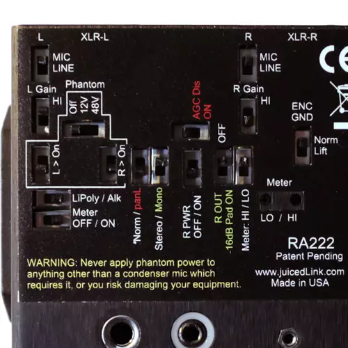 DIP Schalter-Panel der juicedLink Riggy Assist