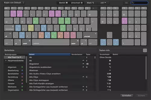 12. Final Cut Pro (X):Verbindungen aufheben in FCP X 10.0.6 : FCPXTastatur all