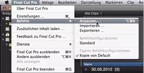 12. Final Cut Pro (X):Verbindungen aufheben in FCP X 10.0.6 : MenuBefehle