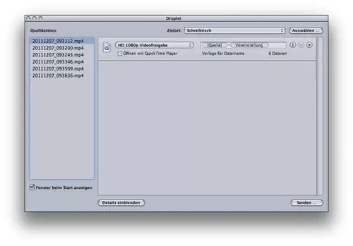 10. Final Cut Pro: Compressor Batchencoding mit Droplets : BatchDropletFenster 600