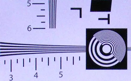 Unser üblicher ISO12233-Testbild-Ausschnitt in 4K aufgenommen.