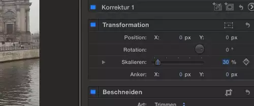 Größe skalieren in Final Cut Pro X