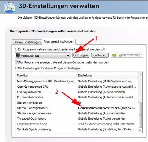 Sony Vegas Pro 10 - Multitalent auf Speed : Nvidia einstellungen
