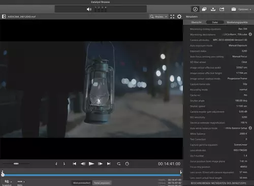 Gute Zeiss Nano Prime Metadatenuntersttzung in Sony Catalyst Browse