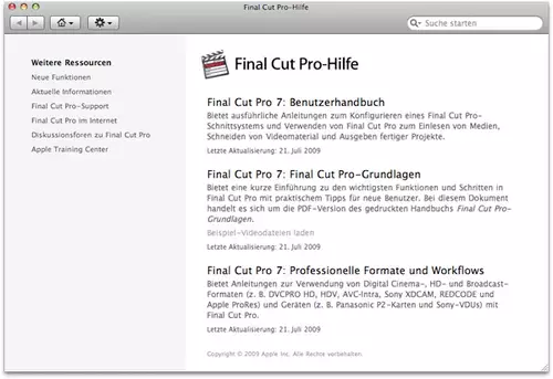 Final Cut Studio Hilfe - PDF als Handbuch wre schn