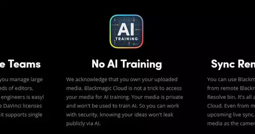 Kein KI-Training in der Blackmagic Cloud