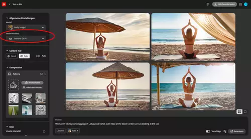 Sponsored Workshop KI-Tools in der Filmproduktion: Moodboards mit Adobe Firefly erstellen : Seitenverhaeltnis