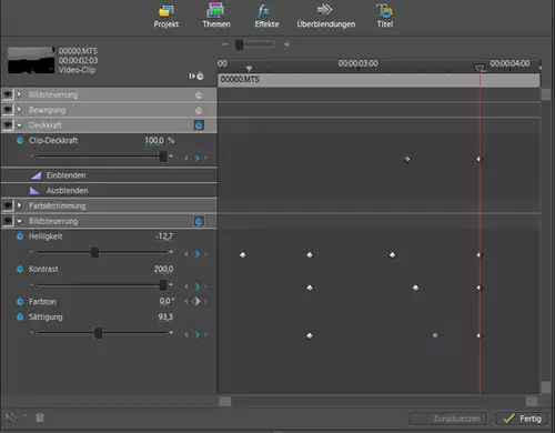 Besser geht’s kaum: Beim der Keyframe-Verwaltung zeigt sich Premiere Elements von seiner professionellen Seite.