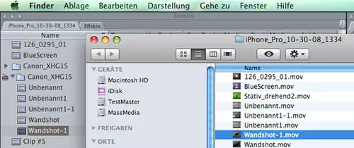 Gleicher Name im Final Cut Pro Browser und im Capture Scratch Verzeichnis