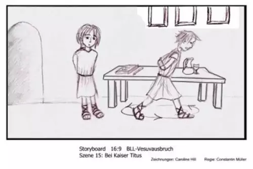 Storyboardzeichnung aus "Via Herculaneum" von Caroline Hill