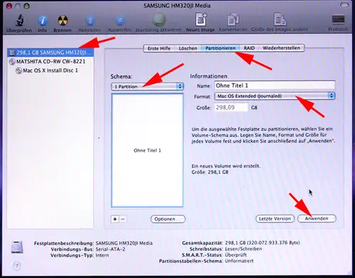 MacBook Festplattentausch und System-Umzug inklusive Bootcamp : sechs