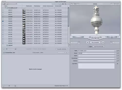 Loggen und Übertragen sind bei Panasonic vorbildlich in Final Cut Pro integriert