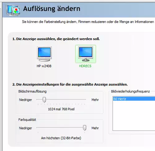 Wer das Signal außen durch schleift, kann über die Pegasus auch den zweiten Output der Grafikkarte aufnehmen -Die Karte meldet sich als zweiter Bildschirm (HDRECS).