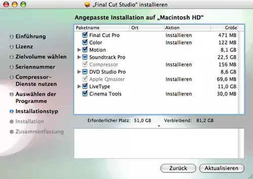 Bei einem Komplett-Install wird viel Platz benötigt - lieber abwägen was man wirklich braucht