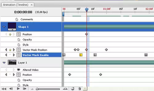 Über die Timeline lassen sich einzelne Bilder eines Videoclips ansteuern und in Grenzen mit Keyframes verändern.