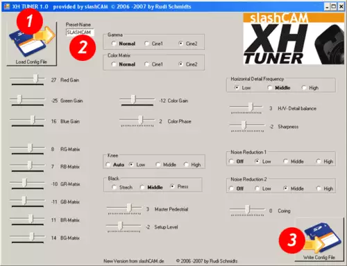 XHTuner - Slashcam Freeware-Tool zum Feintuning der Canon XH A1 und XH G1 : Anleitung