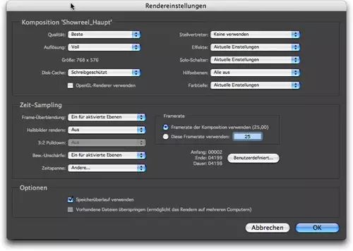 Jede Menge Schalter und Knöpfe: Die Rendereinstellungen